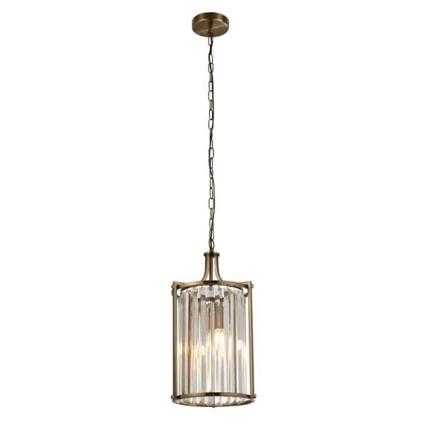 Searchlight Victoria 2 Light Ceiling Pendant Light - Antique Brass
