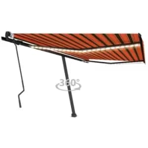 Vidaxl - Manual Retractable Awning with LED 400x300cm Orange and Brown Multicolour