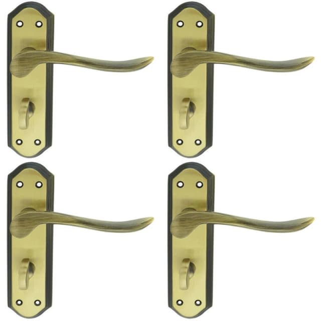 Loops 4x PAIR Curved Lever on Sculpted Bathroom Backplate 180 x 48mm Florentine Bronze Multi