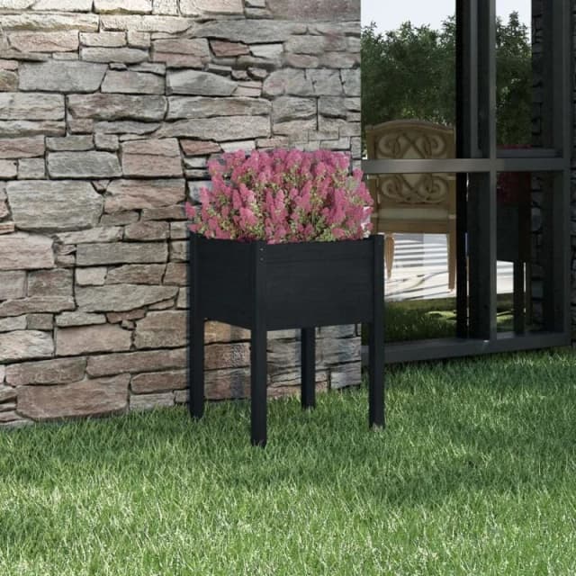 VIDAXL Garden Planter Black 50x50x70cm Solid Pinewood Vidaxl 8720286815380