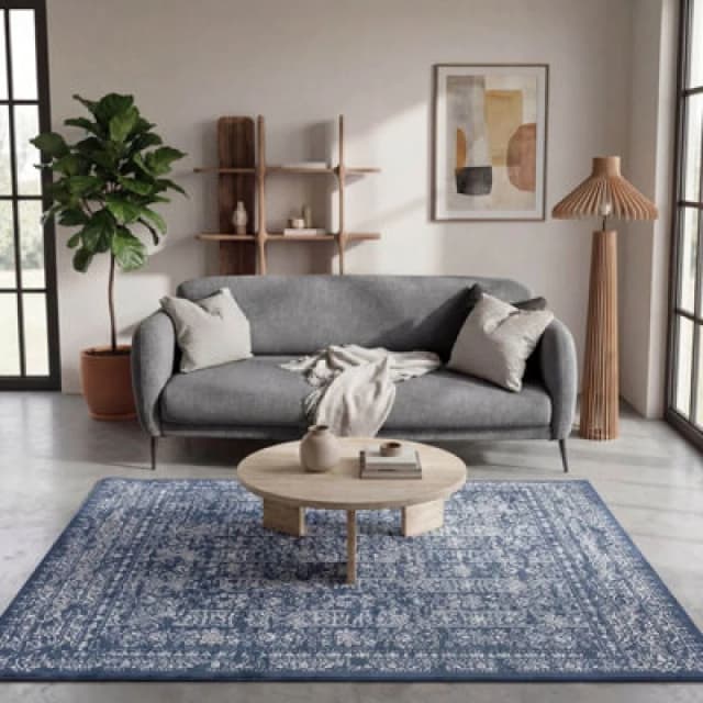 The Rugs Montana Blue Oriental Area Rug And Runner Soft Durable Pet Friendly Easy To Clean Living Room Bedroom Hallway 3716Bl