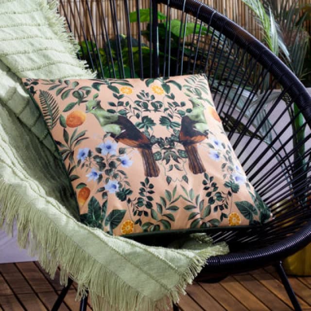 Kali Mirrored Birds Outdoor Cushion Multicolour, Multicolour / 43 x 43cm / Polyester Filled