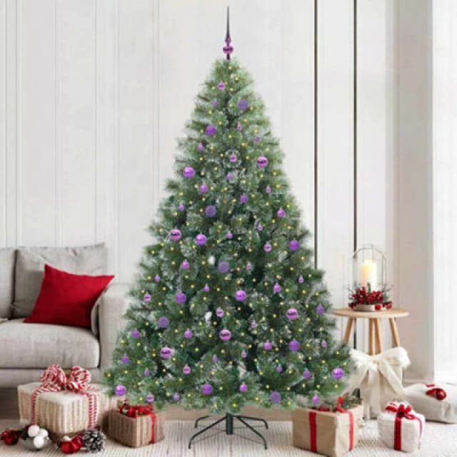 vidaXL Artificial Christmas Tree with 300 LEDs, Lilac Balls Green 210cm PE and PVC, Green 3397867