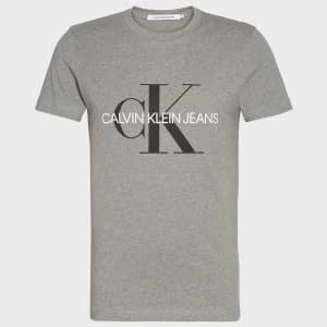 CK Jeans Mens Iconic Monogram T-Shirt - Mid Grey Heather - XXL