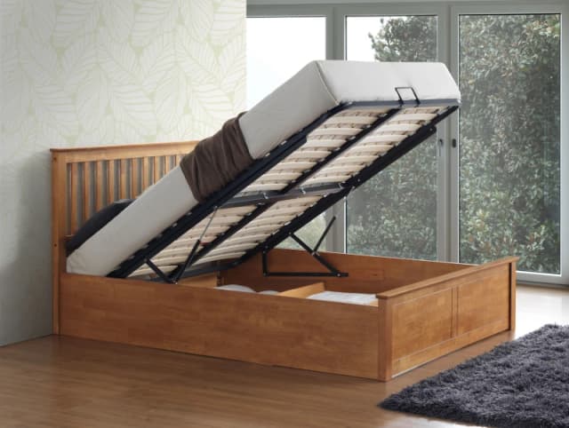 Bedmaster Bedmaster Malmo Wooden Ottoman Bed And Primrose 2000 Pocket Sprung Memory Foam Mattress in Brown Size: Double Brown Double Unisex 95054527