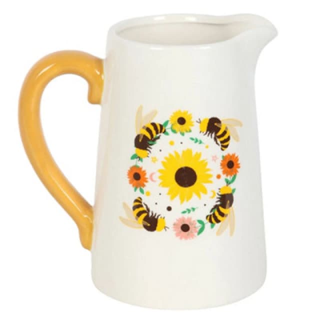 Something Different Something Different Ceramic Bee Summer Flower Jug in White White One Size Unisex 5063703960441