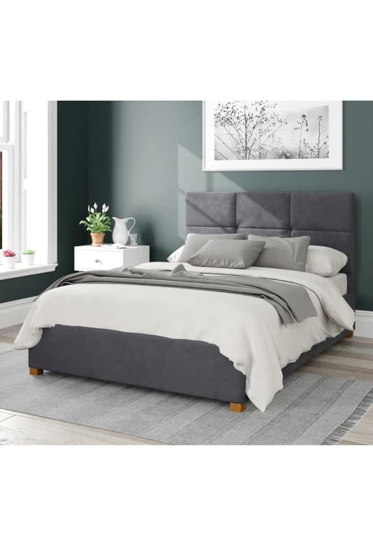 Aspire Aspire Caine Upholstered Ottoman Storage Bed, Plush Velvet Fabric in Grey Size: Double Grey Double Unisex 5057632188380