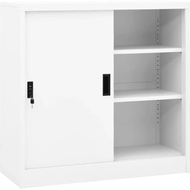 VIDAXL Office Cabinet with Sliding Door White 90x40x90cm Steel Vidaxl 8720286563816