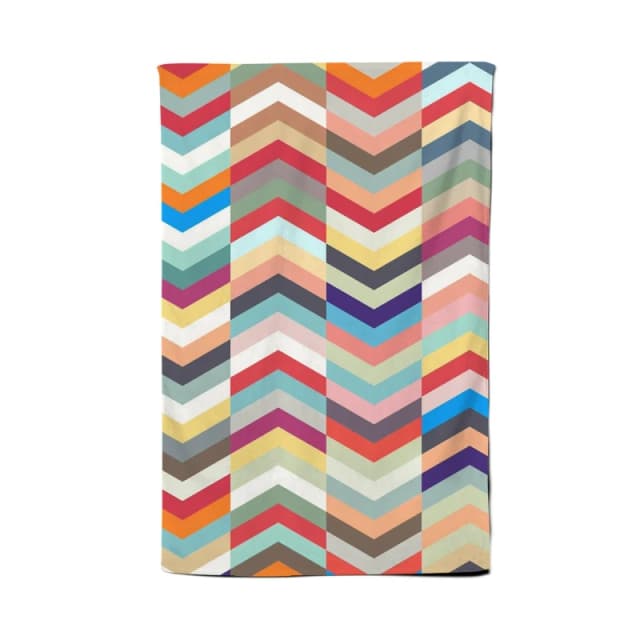 Warren Reed - Designer Geometric Multi Colored Chevron Pattern Tea Towel in Red Red Unisex