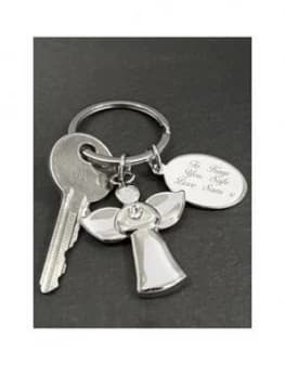 Personalised Silver Angel Keyring, Women