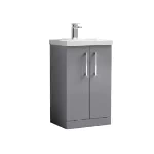 Nuie Arno 500mm Floor Standing 2 Door Vanity & Basin 1 Cloud Grey