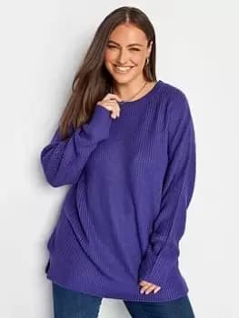Yours Ribbed Drop Shoulder Purple, Purple, Size 14-16, Women