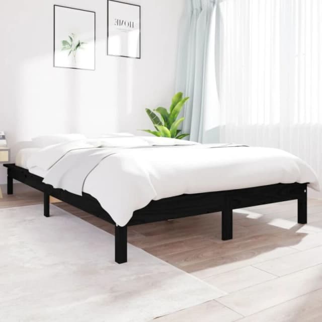 JINLEFU Bed Frame without Mattress Black Super King Size Solid Wood vidaXL JRVDZX-820560_DE