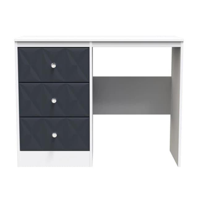San Jose Ready Assembled Matt Indigo Blue & White 3 Drawer Non-Extendable Dressing Table (H)756mm (W)969mm (D)395mm