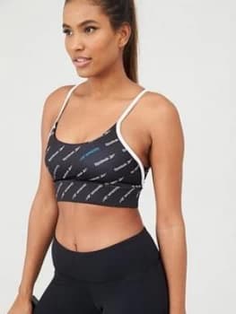 Reebok Workout Ready All Over Print Bra - Black/White