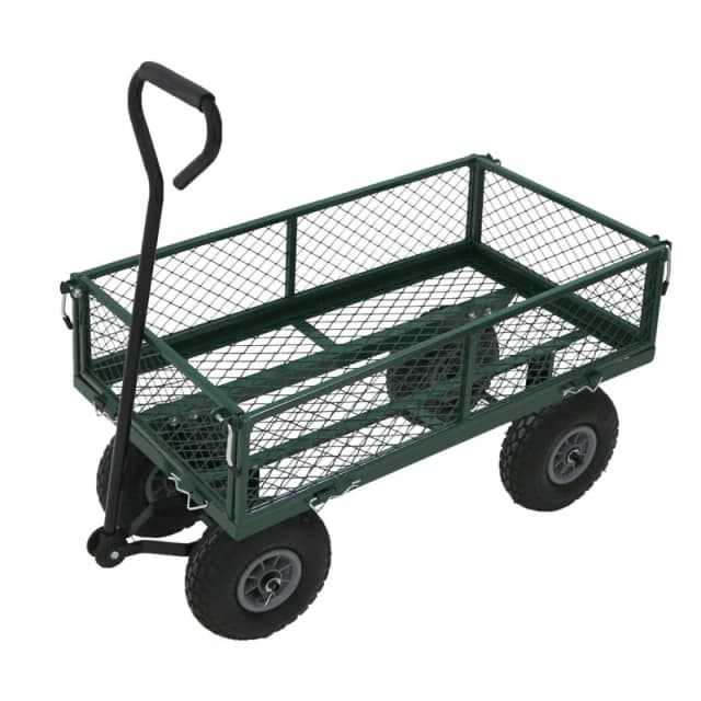 Oypla Heavy Duty Metal Gardening Trolley Cart in Green Green Unisex