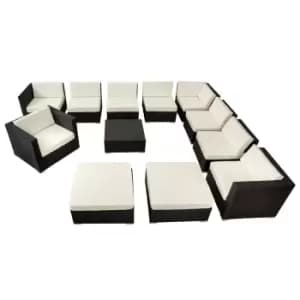 Tectake Las Vegas Rattan Garden Sofa Lounge Set - Black