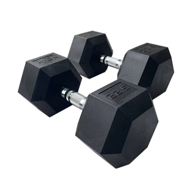 HXGN 2 x 22.5kg Pro Hex Dumbbells (Pair) in Black Unisex 22.5kg