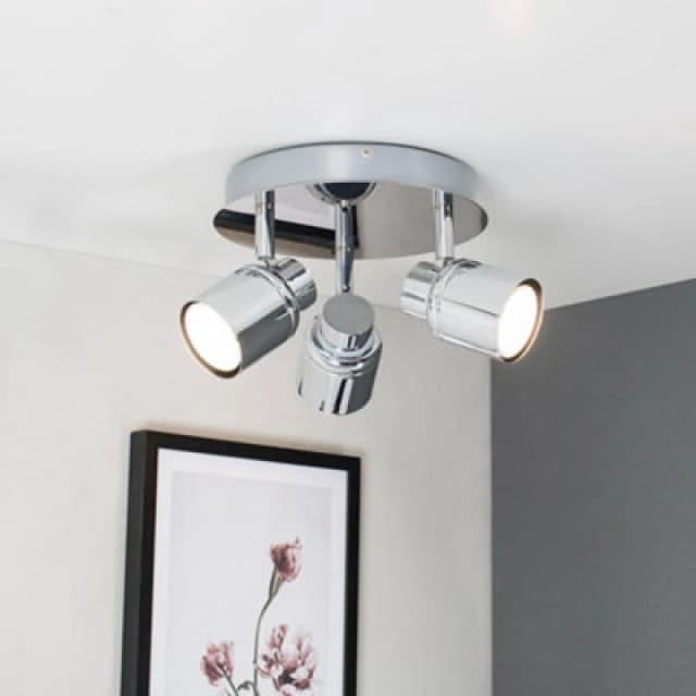 ValueLights ValueLights Benton Spotlight IP44 Bathroom 3 Way Ceiling Light with Warm LED Bulbs in Silver Silver One Size Unisex 5016529059288