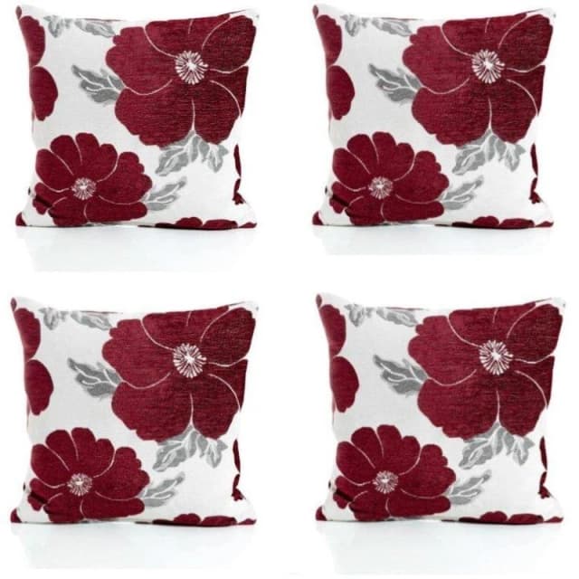 Alan Symonds Poppy Chenille Cushion Set of 4 Aubergine unisex 45x45cm