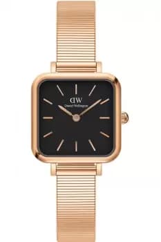 Unisex Daniel Wellington Quadro Studio 22 X 22 Rose Hold Black Dial Watch DW00100518