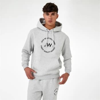 Jack Wills Circle Graphic Hoodie - Lt Ash Marl
