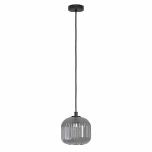 Eglo Rounded Textured Black Glass Single Pendant