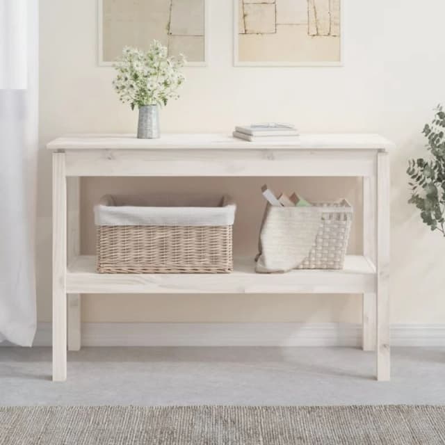 VIDAXL Console Table White 110x40x75cm Solid Wood Pine Vidaxl 8720287189039