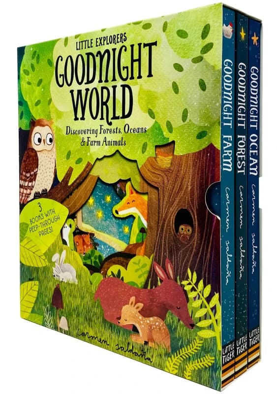Peep Inside Goodnight World Little Explorers Series 3 Books Collection Box Set Board book Little Tiger Books
