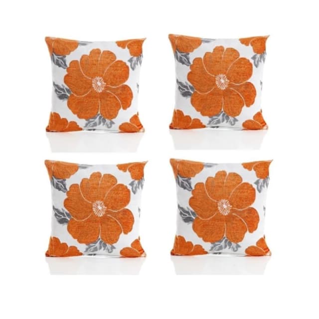 Alan Symonds Poppy Chenille Cushion Set of 4 Orange unisex 45x45cm