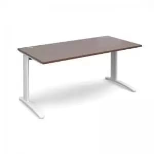 TR10 straight desk 1600mm x 800mm - white frame and walnut top