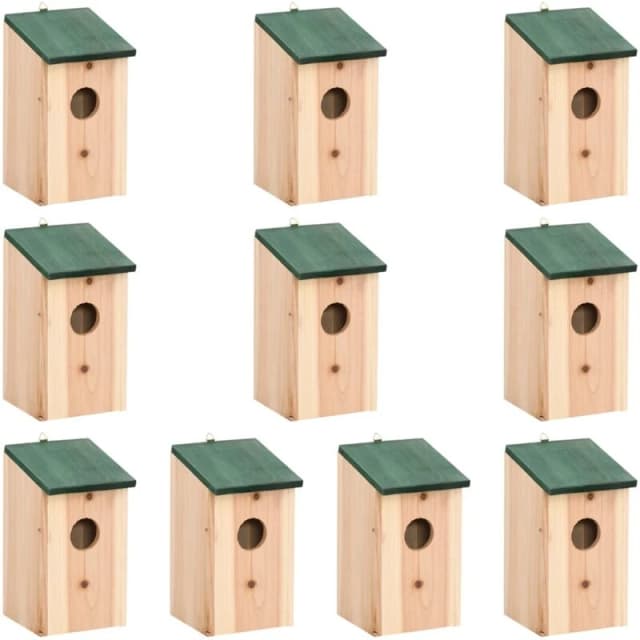 VIDAXL Bird Houses 10 pcs Solid Firwood 12x12x22cm Vidaxl 8720286182598