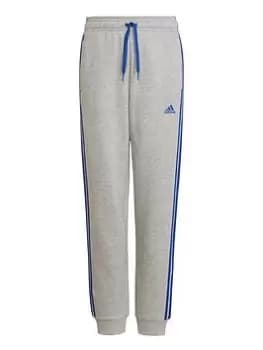 adidas Essentials Kids Boys 3 Stripe Jogging Bottoms - Light Grey, Light Grey, Size 5-6 Years