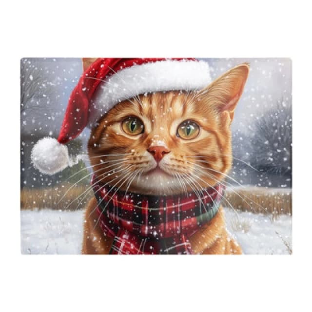 Warren Reed Designer Christmas Ginger Shorthair Cat Glass Chopping Board
