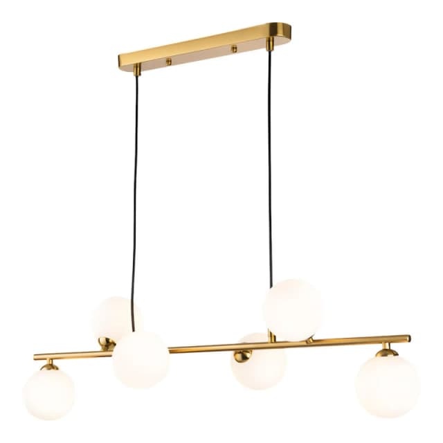 Firstlight Groves 6-Light Pendant Bar Light Opal in Brushed Brass