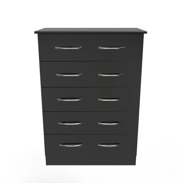 Ready Assembled 2 U Hampshire 5 Drawer Chest (Ready Assembled) in Black Unisex