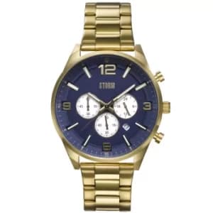 Mens Storm Storm Chronotron Gold Blue Alarm Chronograph Radio Controlled Watch