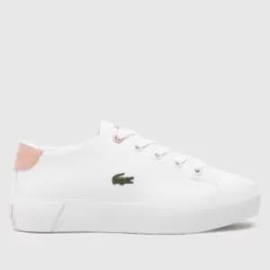 Lacoste White & Pink Gripshot Girls Junior Trainers