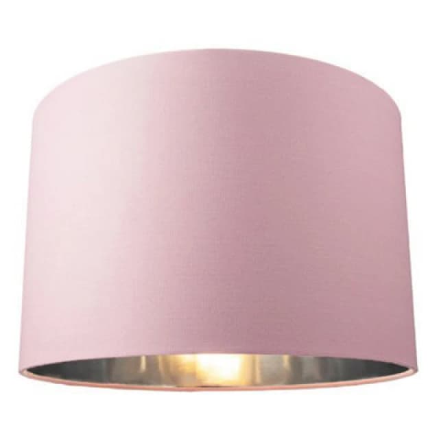 Happy Homewares Contemporary Pink Cotton 12 Table/pendant Lamp Shade With Shiny Silver Inner