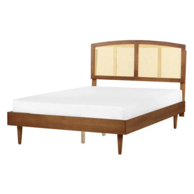 Beliani Bed Rattan Varzy 140 X 200 Cm (Eu Double) Brown