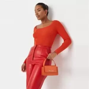 Missguided Neck Long Sleeve Bodysuit - Red