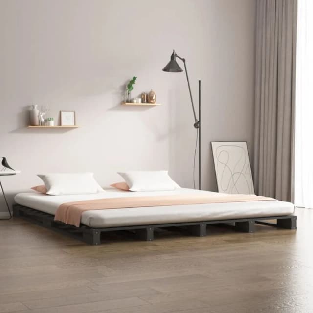 Vidaxl Pallet Bed Grey 120X190 Cm Small Double Wood Pine, Grey 821429