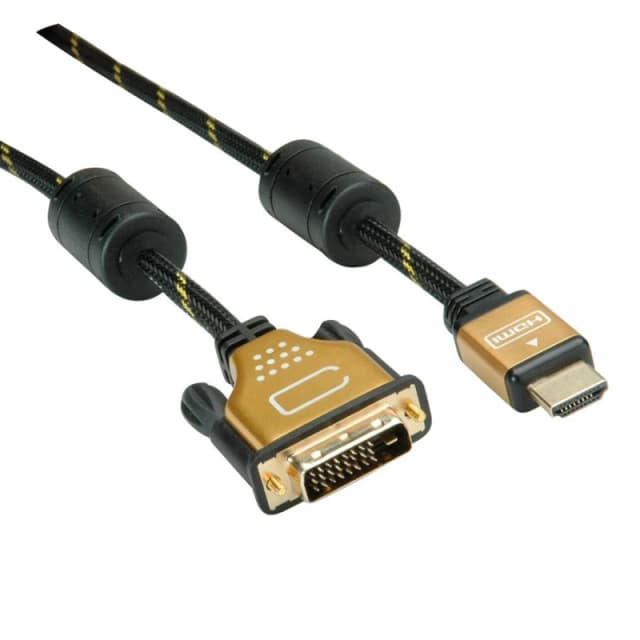 ROLINE 11.04.5892 video cable adapter 3m HDMI DVI Black. Gold