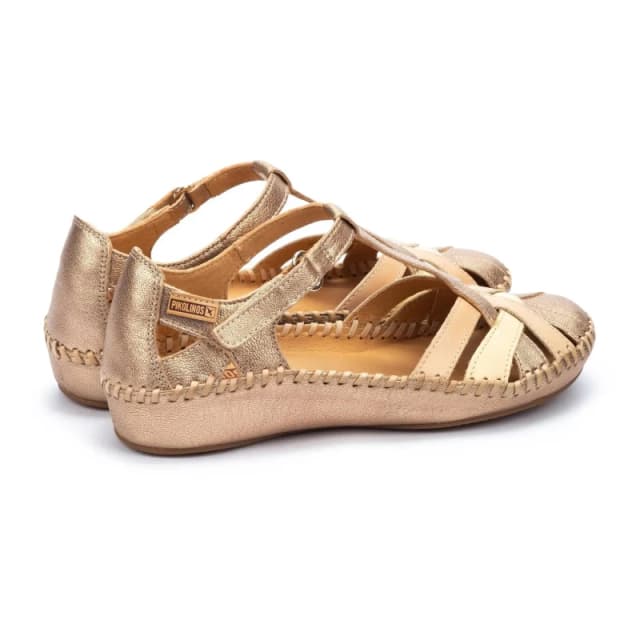 Pikolinos P. Vallarta 655-0732CLC2 Leather Womens Hook and loop Sandals - Champagne - Size:UK 7-7.5