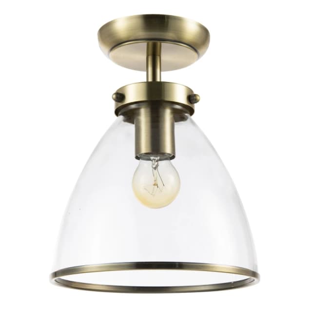 Happy Homewares Industrial Style Ceiling Lamp Fitting with Transparent Glass Shade in Metallic Gold Metallic Gold Unisex