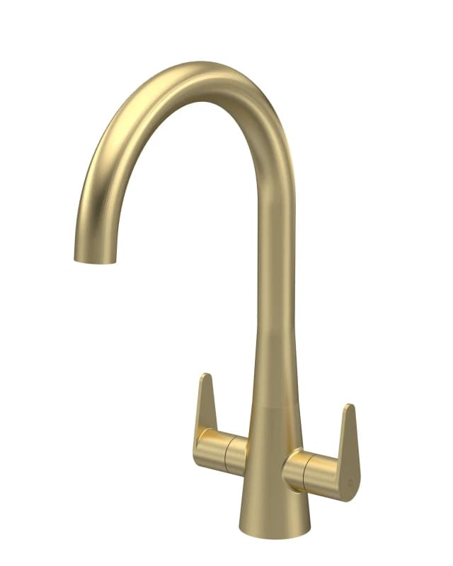 Balterley Kitchen Mono Mixer Tap with 2 Lever Handles Brushed Brass 398mm Bronze