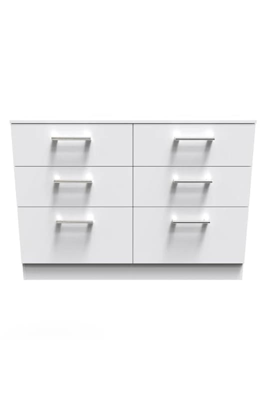 Cornwall 6 Drawer Midi Chest Of Drawers In White Matt (Ready Assembled)