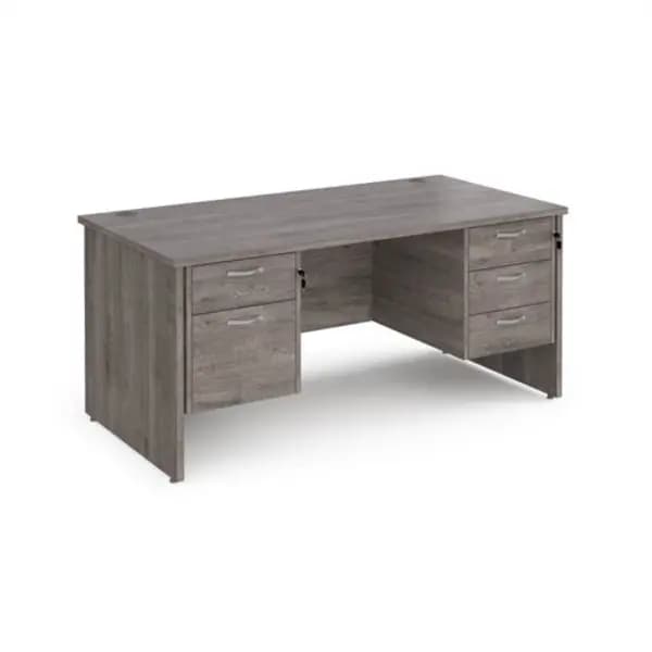 Maestro 25 Maestro 25 straight desk 1600mm x 800mm with 2 and 3 drawer pedestals - grey oak top with panel end leg MP16P23GO
