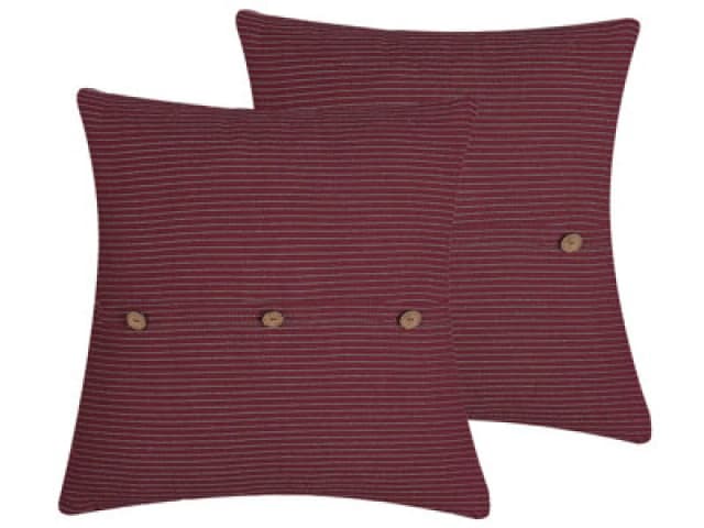 Beliani Set Of 2 Decorative Cushions Campanula 43 X 43cm Red Solid