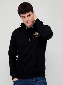 Gant Archival Shield Logo Overhead Hoodie - Black Size M Men